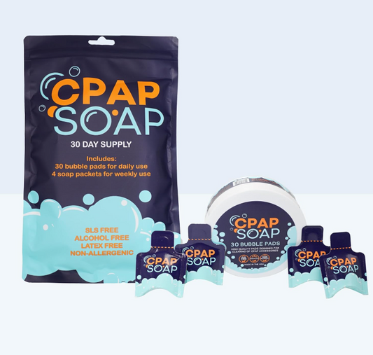 CPAP Soap Cleaner - CPAP Soap Cleaning Kit with Disposable Pads and Gentle Detergent, Unscented Non-Alcohol Cleaning Wipes - 30 Day Supply